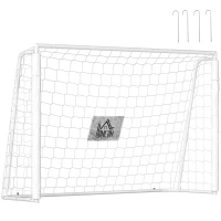 HOMCOM Fußballtor Kinder, Zielmarkierung, Stoßdämpfende Hülsen, Garten, 186x123cm, Weiß(m-12)