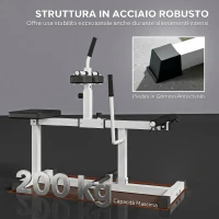 SPORTNOW Macchina per Polpacci Seduti Regolabile, per Allenamento Gambe Polpacci, Vita e Braccia, Palestra Casa Domestica, Bianco(m-6)