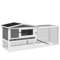 PawHut Clapier cage à lapins 2 étages tiroir déjection enclos extérieur amovible toit ouvrant 156x58x68cm bois massif pin(m-12)