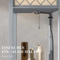 HOMCOM Lampadar Podea 2 în 1, 3 Rafturi, Economisire Spațiu, Soclu E27, 26x26x160 cm, Gri Deschis(m-5)