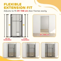 PawHut 135cm Extra Tall Dog Gate with Cat Door, Fits Openings 81-108 cm Pressure Mounted for Doorways, Hallways, No Drilling(m-5)