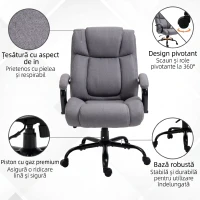 Vinsetto Scaun de Birou Ergonomic din Material Tip In, 220 kg, Rotativ, Reglabil pe Înălțime, Gri Deschis(m-8)