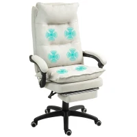 Vinsetto Massage-Bürostuhl, Schreibtischsessel mit Massagefunktion, höhenverstellbarer, ergonomischer Drehstuhl, Nylon, Cremeweiß(m-12)