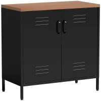 HOMCOM Bufet Metalic cu 2 Uși și Raft Reglabil, pentru Living sau Birou, Negru(m-1)