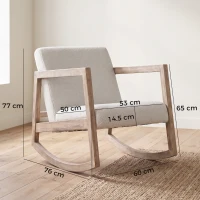 HOMCOM Scaun Balansoar cu Pernuțe pentru Scaun și Spătar, din Lemn, Pluș și Spumă, 60x76x77 cm, Crem(m-3)