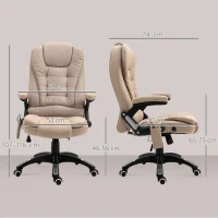 Vinsetto Silla Oficina con Masaje de 6 Puntos con Función Basculante con Calefacción Altura Ajustable 67x74x107-116 cm cm Caqui(m-3)