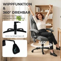 HOMCOM Ergonomischer Massage-Bürostuhl mit 4 Knetpunkten, Chefsessel mit hoher Butterfly-Rückenlehne, breitem Sitz, Grau(m-9)