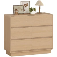 HOMCOM 100 cm Sideboard, Buffetschrank mit 6 Schubladen, Kommode für Küche, Wohnzimmer, Esszimmer, Naturholz(m-12)