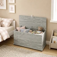 HOMCOM Baú de Arrumação Banco de Arrumação com Tampa Dobrável e Dobradiças de Segurança 80x40x45 cm Cinza(m-6)