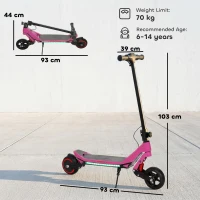 SPORTNOW Electric Scooter for Kids, Foldable E Scooter for Age Age 6+ with LED Display, RGB lights, Up to 16km/h, Pink(m-3)