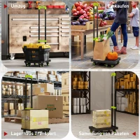 HOMCOM Sackkarre klappbar Metall Transportkarre mit Räder verstellbarem Griff 49 x 35 x 102 cm Grün(m-8)