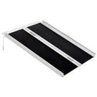 HOMCOM Rampă portabilă pliabilă pentru scaun cu rotile, 91x72 cm, din aluminiu, 270 kg, argintie(m-11)