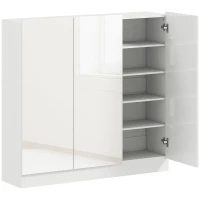 HOMCOM Schuhschrank mit 10 Regalen für 25-30 Schuh-Paare, Lüftungslöcher, Soft-Close-Türen, Holz, Weiß(m-1)