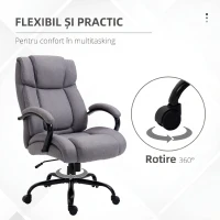 Vinsetto Scaun de Birou Ergonomic din Material Tip In, 220 kg, Rotativ, Reglabil pe Înălțime, Gri Deschis(m-7)
