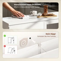 HOMCOM Buffetschrank, Sideboard mit 4 Schubladen, 2 Glastüren, modernes Design, MDF, Weiß(m-8)