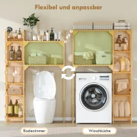 HOMCOM Waschmaschinenregal, mehrere offene Fächer, für Wäsche, Zubehör, Bambusholz(m-5)