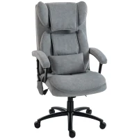 HOMCOM Ergonomischer Massage-Bürostuhl mit 4 Knetpunkten, Chefsessel mit hoher Butterfly-Rückenlehne, breitem Sitz, Grau(m-1)