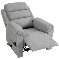 HOMCOM Massagesessel manuell verstellbar 135° beheizbar, verstellbare Kopfstütze, Chenille, Hellgrau(m-7)