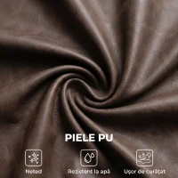 HOMCOM Fotoliu din Piele Ecologică PU cu Șezut Generos, Cotiere și Picioare din Lemn de Eucalipt, Maro(m-6)