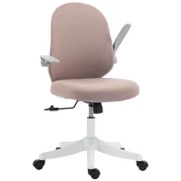 HOMCOM Netz-Bürostuhl mit klappbaren Armlehnen, höhenverstellbar und Rollen, Rosa und Weiß(m-8)
