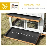 PawHut Rabbit Hutch Outdoor with Run Guinea Pig Hutch, 2-Tier Bunny Cage with Wheels, No-Leak Plastic Tray, 157.4 x 53 x 99.5 cm, Yellow(m-7)