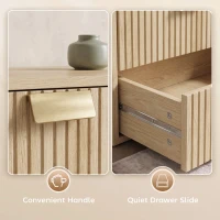 HOMCOM Modern Floating Nightstands Set of 2, Wall Mounted Bedside Tables with 2 Drawers, Oak(m-8)