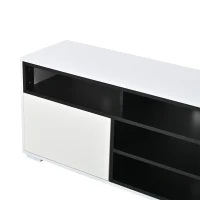 Mobile TV LED 65 pollici max salvaspazio con finitura laccata lucida, 150x35x50 cm, Bianco(m-10)