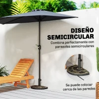 Outsunny Soporte para Parasol Peso 9 kg en Forma de Semicírculo para Poste de Paraguas de Ø3,8 cm y Ø4,8 cm 50x31x32 cm Bronce(m-6)