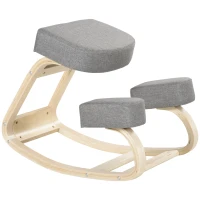 Vinsetto Ergonomische Kniestoel met Comfortabel Schommelkussen van Stof en Hout in Grijs(m-1)