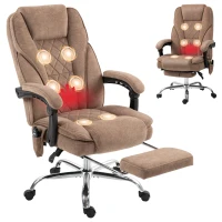 Vinsetto Ergonomischer Bürostuhl mit Massagefunktion, Fußstütze, drehbar, rollbar, Braun(m-11)