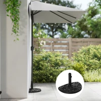 Outsunny Halfronde Parasolvoet, 9 kg, Bloemendesign, HDPE/Cement, voor Parasolstokken Ø35/38/48 mm(m-7)