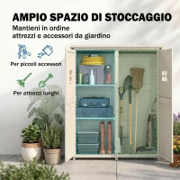 Outsunny Casetta da Giardino Legno con Porta Doppia, Mensole e Finestre, 127.5x50x164cm(m-4)