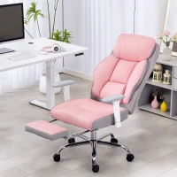 HOMCOM Sedia da Ufficio Ergonomica Rinforzata con Braccioli Regolabili, Poggiapiedi e Poggiatesta, Rosa(m-3)