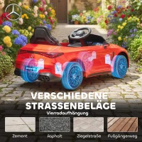 AIYAPLAY Kinder-Elektroauto, Mercedes-Design, 12V Motoren, Fernbedienung, LED-Lichter, Musik, für 3-6 Jahren Kinder, Rot(m-8)