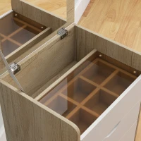 HOMCOM Tocador 3 en 1 con Espejo Abatible Taburete y Cajones Roble y Blanco(m-6)