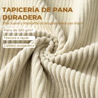 HOMCOM Banco Almacenaje 150 cm Tapizado en Pana Banco Pie de Cama con Brazos Redondeados y Patas de Madera Beige(m-4)