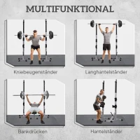 HOMCOM Set van 2 Dumbbellstandaards met 3 Niveaus Hoogteverstelbaar uit Staal tot 200 kg Belastbaar Zilver+Zwart(m-7)