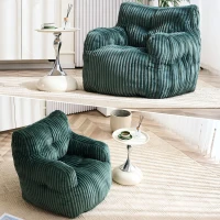 Puf acolchado de espuma viscoelástica, funda no desenfundable, 100x94x70 cm, Verde(m-7)