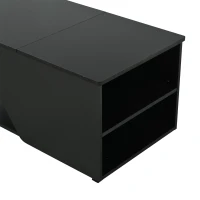 Table basse réglable en hauteur avec rangement caché, compartiments latéraux réglables, 50x100x46 cm, Noir(m-14)