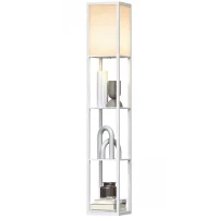 HOMCOM vloerlamp verlichting met 3 planken E27 tot 40 W E1-kwaliteit MDF wit(m-10)