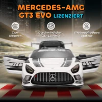 AIYAPLAY Mercedes-Elektroauto, Aufsitzauto für Kinder, 12V Batterie, LED-Lichter, Musikfunktion, Hupe, 3-8 Jahre, Weiß(m-4)