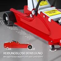 HOMCOM Wagenheber, 8-38 cm Höhe, 2,5 Tonnen Tragfähigkeit, Stahl, rollbar, Rot(m-6)