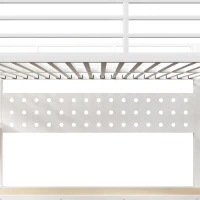 Letto matrimoniale a soppalco con mensola e 3 cassetti, 251x146x170 cm, Bianco(m-12)