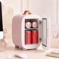 HOMCOM Nevera Pequeña Extrasilenciosa 4L 9V/240V para Enfriar y Calentar Mini Frigorífico 20,3x26,3x28 cm Rosa Palo(m-8)