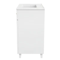 Mobile bagno indipendente con lavabo in ceramica, piedini in legno e maniglie in metallo, 81.7x46.8x90 cm, Bianco(m-7)
