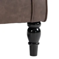 HOMCOM Butaca para Dormitorio en Piel PU con Asiento Amplio Brazos y Patas de Madera de Eucalipto Marrón(m-7)