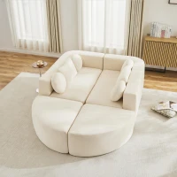 Canapé modulaire avec fonction couchage, mousse haute résilience et ressorts ensachés, 292x165x68 cm, Beige(m-4)