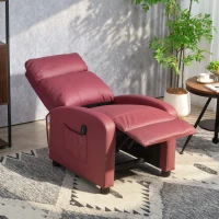 HOMCOM Sillón de Masaje Reclinable con Mando a Distancia Bolsillo Lateral y Temporizador Tapizado en PU 68x88x98cm Rojo Burdeos(m-10)