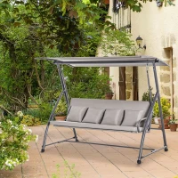 Outsunny Balansoar de Grădină cu 3 Locuri Convertibil în Pat cu Copertină, Oțel și Poliester, 218x120x168 cm, Gri(m-2)