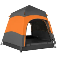 Outsunny Double Layer Instant Pop Up Tent with Rainfly, Portable Camping Shelter with Sewn-in Groundsheet and Carry Bag, Orange(m-1)